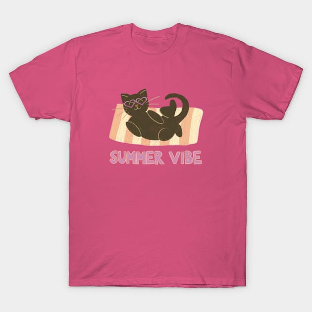 Summer vibe cat T-Shirt by AbbyCatAtelier